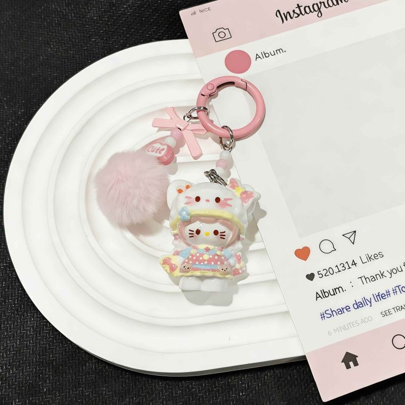 3D Cat Keychain Student Cartoon Backpack Pendant Cute Accessory for Girls, Gift for Best Friend or Girlfriend