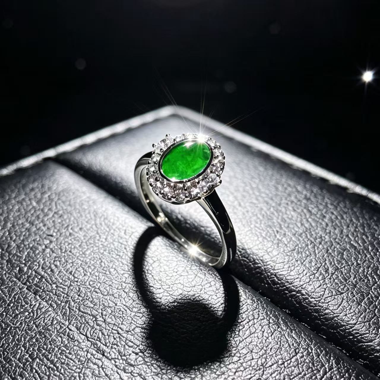 Natural grade A jadeite Myanmar Wushi brand ring FKL00515