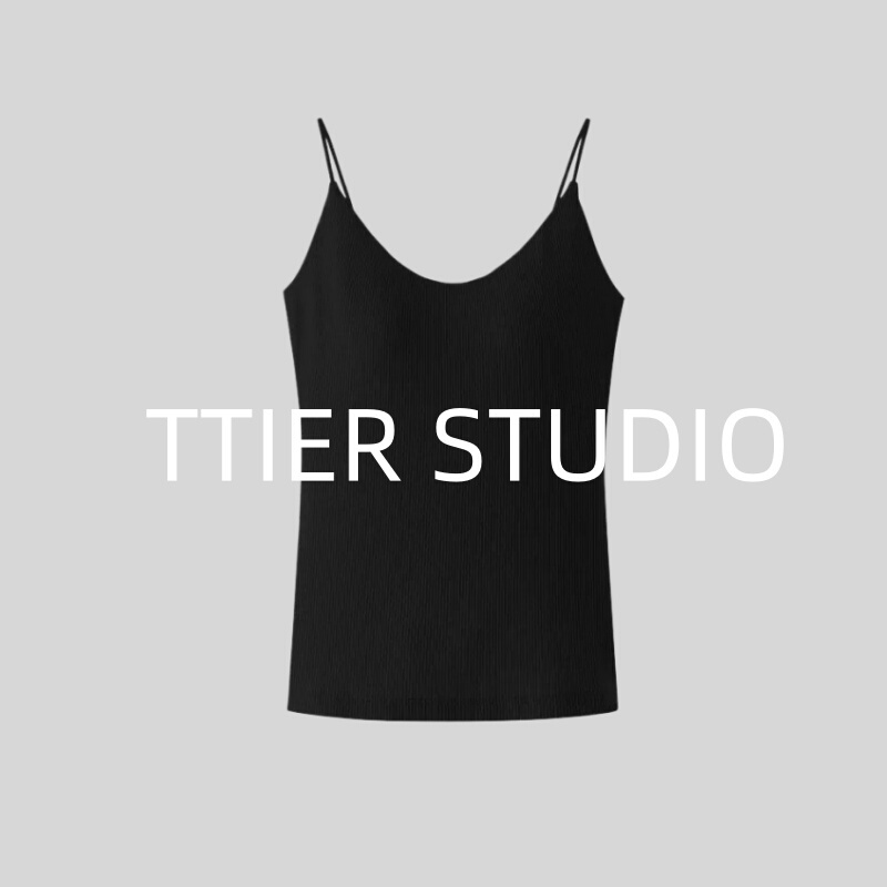 Tier |    3.0 Cooling Beauty Back Bra |   Silk Cotton Ribbed Camisole with Chest Pads, Spaghetti Straps, and Open Back.