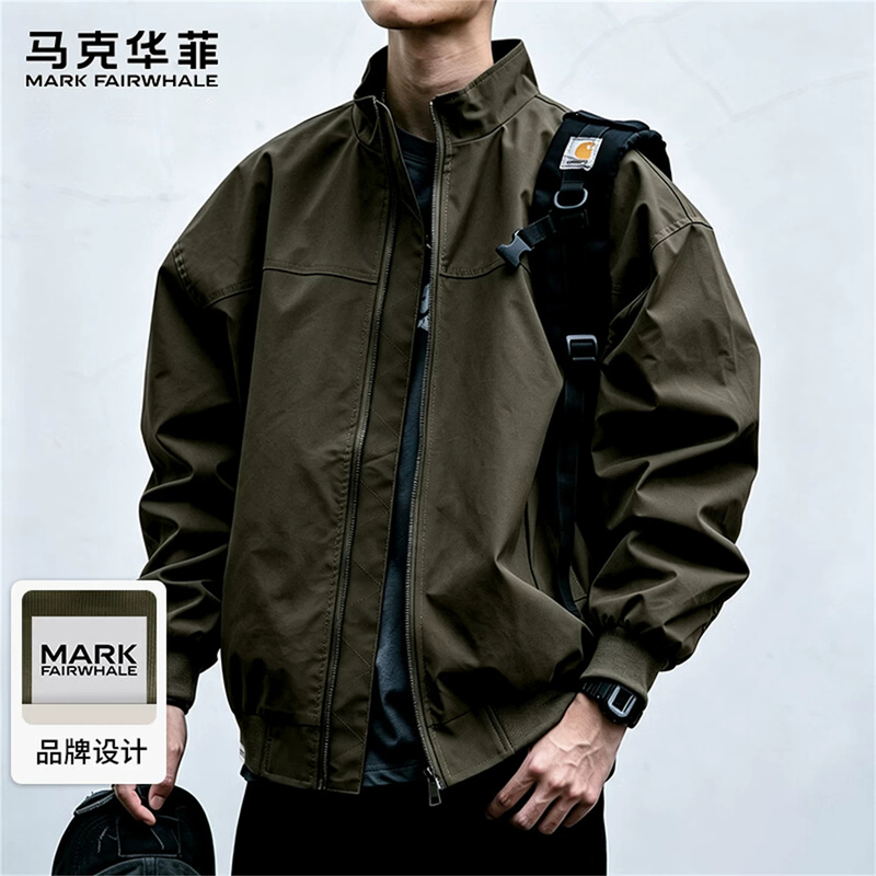 Mark Huafei Men's Jacket Spring and Autumn American Casual Stand-Up Collar Jacket Men's Outdoor Workwear Top Men's Clothing Mark Huafei Men's Jacket Spring and Autumn American Casual Stand-Up Collar Jacket Men's Outdoor Workwear Top Men's Clothing