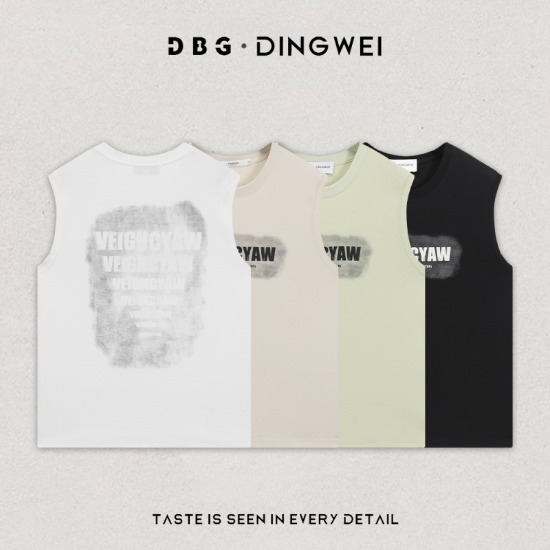 【Dbg 182】American-Style Vintage Gradient Print Vest for Men, Summer Cleanfit Sleeveless T-Shirt, Cool and Stylish Tank Top