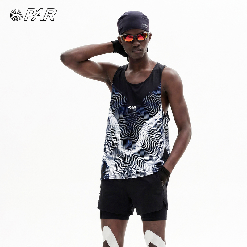Par Striped All-Over Print Seamless Vest, Cool and Quick-Drying, 7A Antibacterial Running Sports Vest, National Trend Sleeveless T-Shirt Par Striped All-Over Print Seamless Vest, Cool and Quick-Drying, 7A Antibacterial Running Sports Vest, National Trend Sleeveless T-Shirt