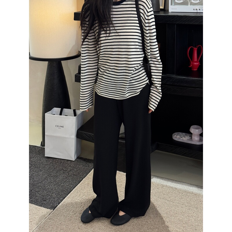 Juchen Brings a Sense of Sophistication to the Black Gala Pants~ Early Autumn Drapey Elastic Waist Slimming Casual Pants for Women Juchen Brings a Sense of Sophistication to the Black Gala Pants~ Early Autumn Drapey Elastic Waist Slimming Casual Pants for Women