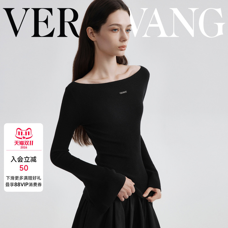 Verawang Small Boat Collar Miu-Style Wool Knit Top for Women, Autumn and Winter Designer Light Luxury High-Fashion Base Shirt Verawang Small Boat Collar Miu-Style Wool Knit Top for Women, Autumn and Winter Designer Light Luxury High-Fashion Base Shirt