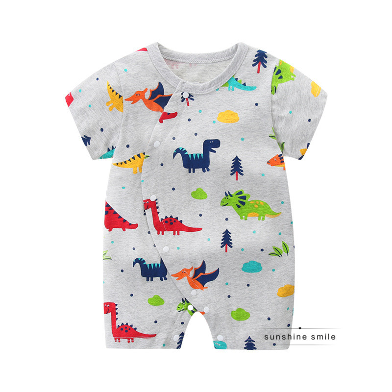 Korean baby summer jumpsuit thin section short-sleeved clothes newborn baby dinosaur romper summer clothes climbing clothes