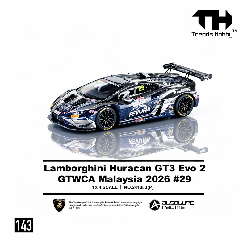 Th 1:64 Lamborghini Huracan Gt3 Evo2 - Gtwca 2026 # 29 Alloy Car Model 143