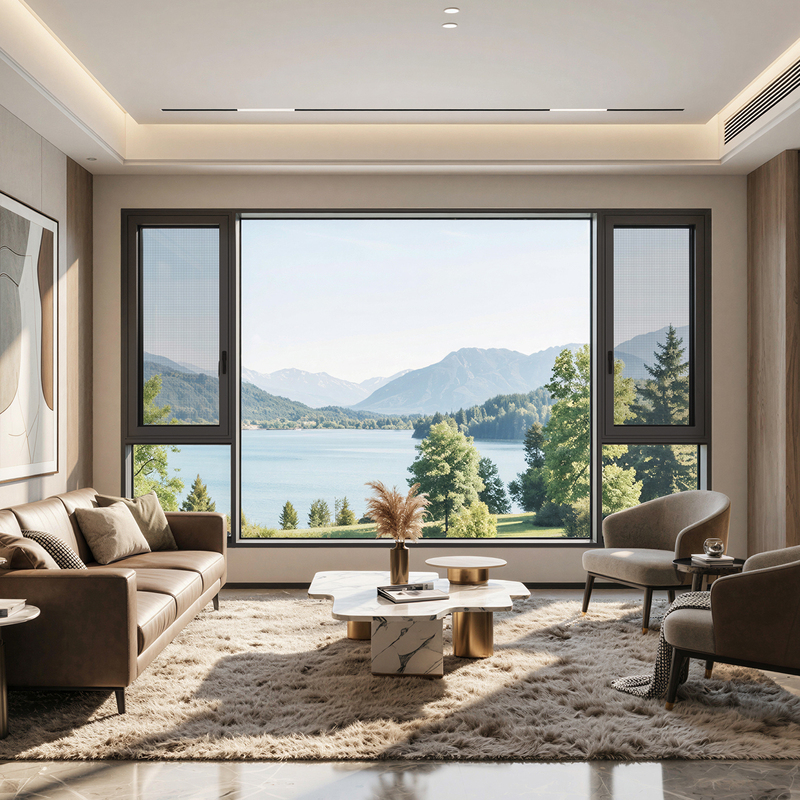 Paiya Doors and Windows Star Shine 120 Series Integrated Screen and Window System for Outward Opening Aluminum Alloy Floor-To-Ceiling Large Glass System Windows High-End