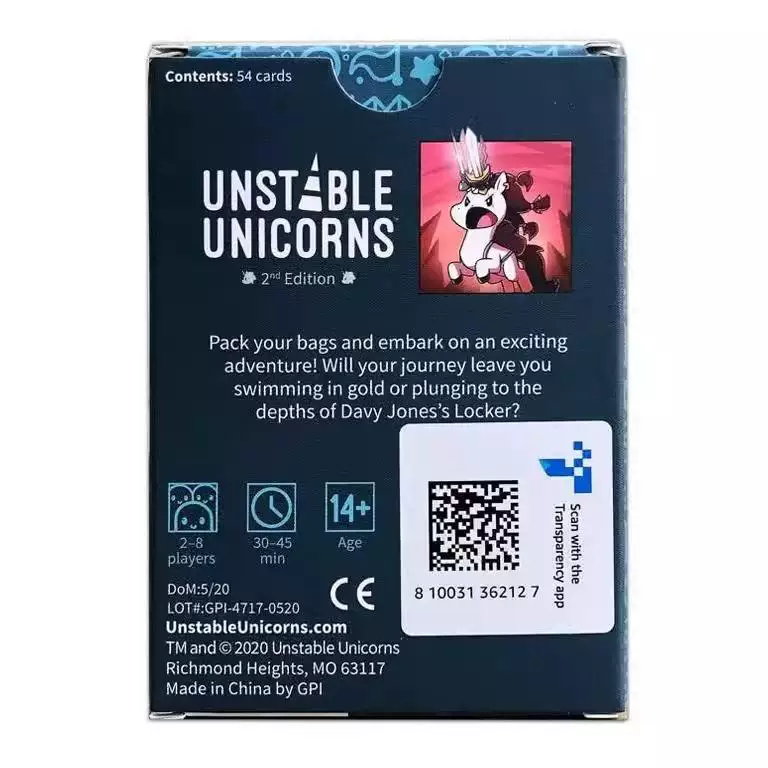 Английская версия настольной игры Unstable Unicorns: базовое расширение карты «сердитый единорог»