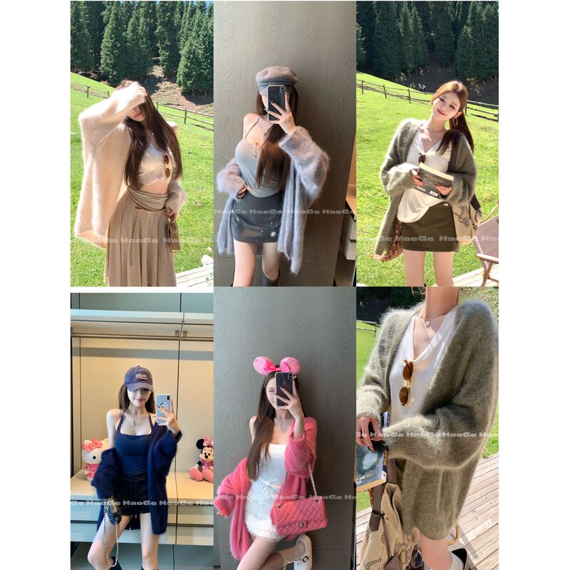 Hao Ge's Carefully Selected Oxygen Beauty 2026 Autumn New Sweater, Loose-Fitting Casual Cardigan, Long-Sleeved Autumn and Winter Clothing