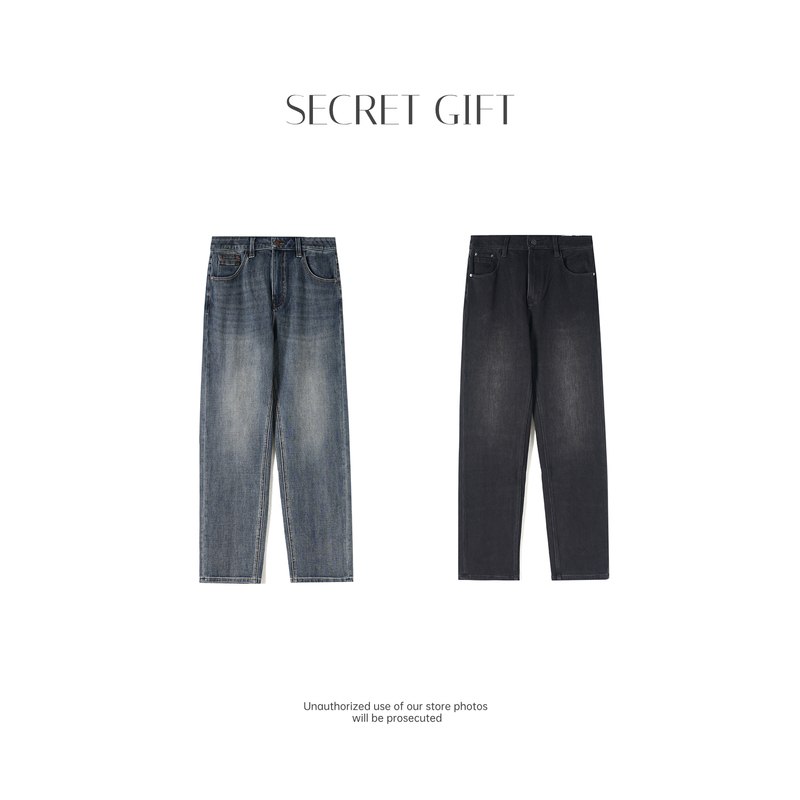 【New Men's Clothing】【High Elasticity】Elastic Waist High-Waisted Slimming Casual Straight-Leg Jeans