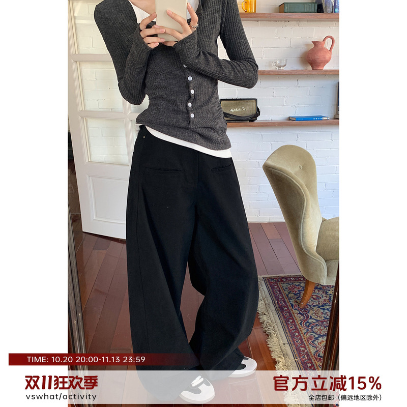 Vs What's "Fat Hiding Pants"? Korean-Style Autumn and Winter Straight-Leg Curved Knife-Cut Women's Fleece-Lined Versatile Casual Pants Vs What's "Fat Hiding Pants"? Korean-Style Autumn and Winter Straight-Leg Curved Knife-Cut Women's Fleece-Lined Versatile Casual Pants