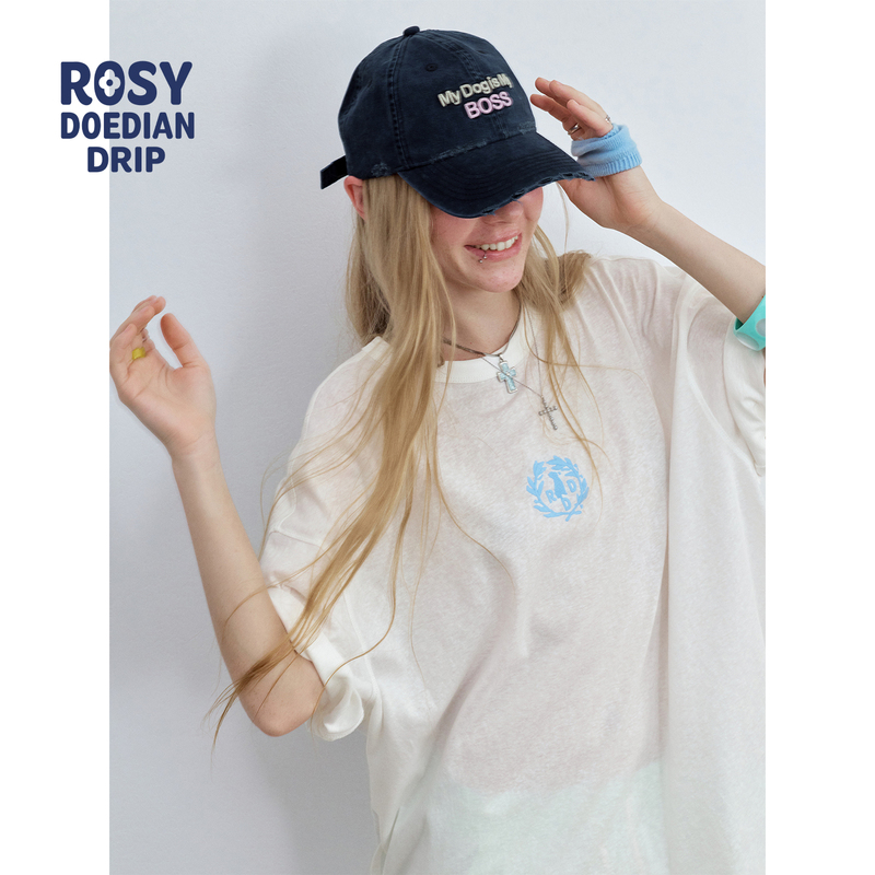 Rosydoedian [Round Head] Zhao Lusi's Same Style Distressed Ripped Baseball Cap
