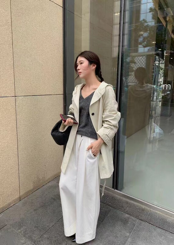 8.23 Hooded Buttoned Long-Sleeved Trench Coat 53118