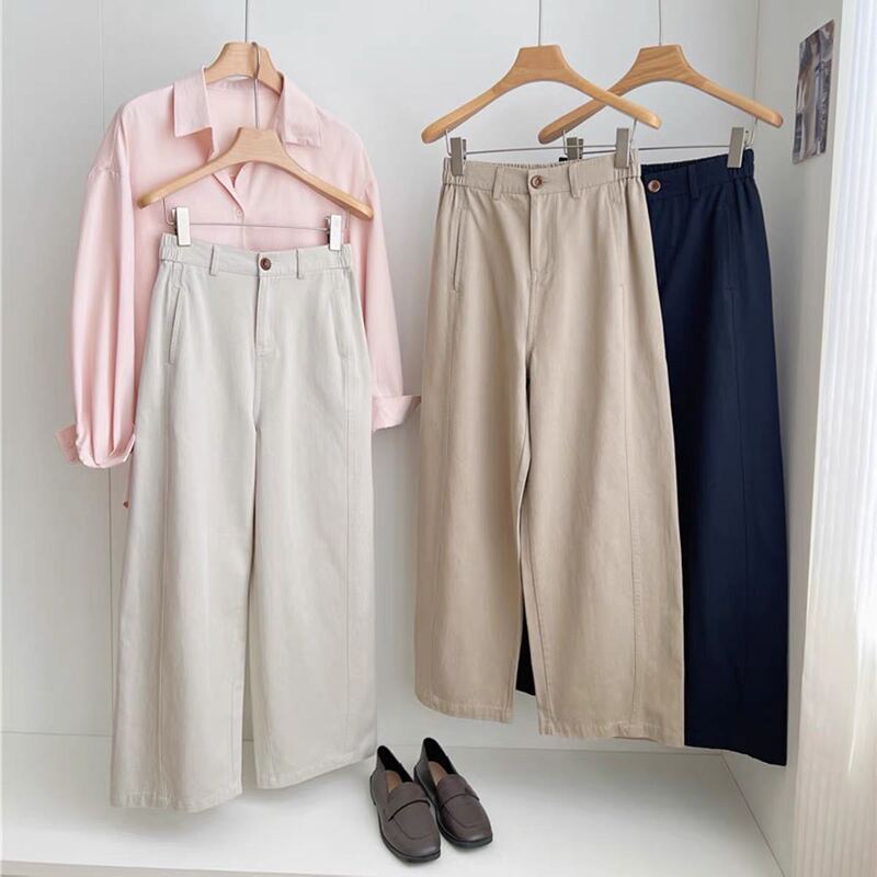 50% Cotton + 50% Lyocell Commuting Minimalist Style Loose Slimming Korean Casual Pants for Women 814 H81410 50% Cotton + 50% Lyocell Commuting Minimalist Style Loose Slimming Korean Casual Pants for Women 814 H81410