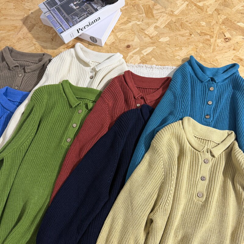 Small Roll Collar Korean Style Artistic Half-Open Collar Loose Slimming Long-Sleeve Cotton Knit Pullover for Women 829 H82907 Small Roll Collar Korean Style Artistic Half-Open Collar Loose Slimming Long-Sleeve Cotton Knit Pullover for Women 829 H82907