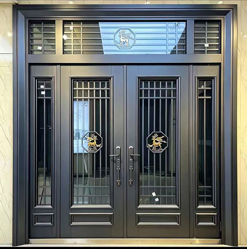 Zinc Alloy Glass Door Villa Entrance Door Rural Self-Built House Courtyard Stainless Steel Painted Entrance Door Entry Door Zinc Alloy Glass Door Villa Entrance Door Rural Self-Built House Courtyard Stainless Steel Painted Entrance Door Entry Door