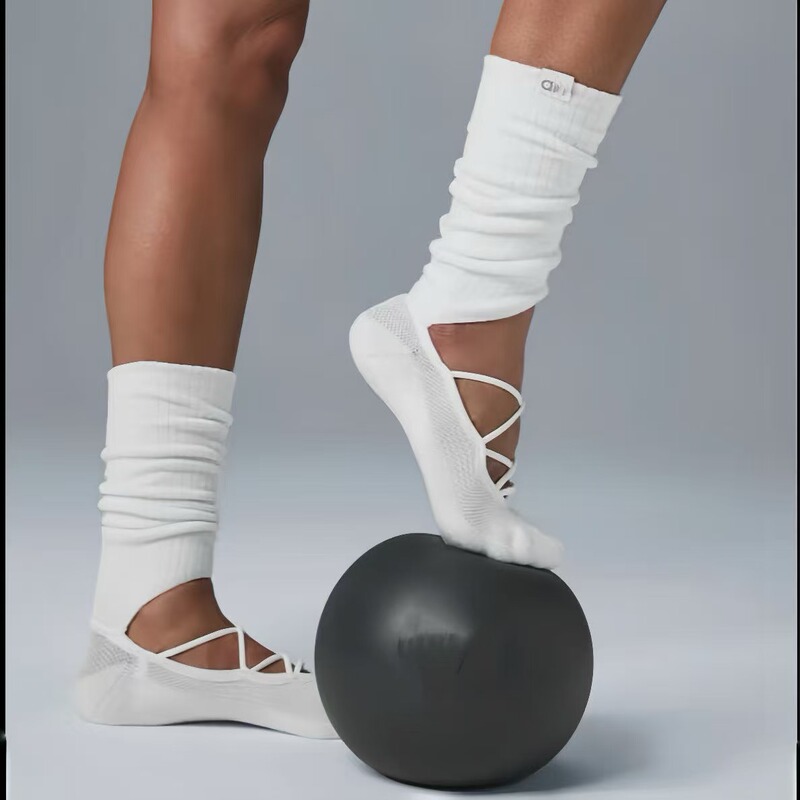 Correct Version A*O Yoga Socks for Women, Non-Slip, Exposed Instep, Strap, Mid-Calf Sports Fitness Socks