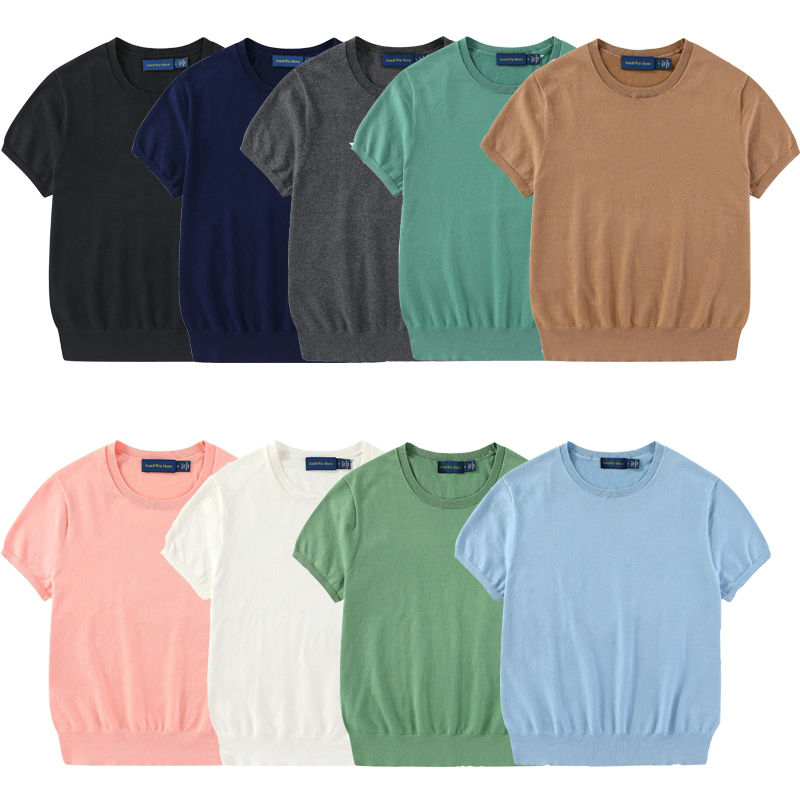 025 Round Neck Short-Sleeved Fine-Knit Sweater Jacket New Style 025 Round Neck Short-Sleeved Fine-Knit Sweater Jacket New Style