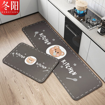 Cartoon kitchen floor mats non-slip anti-oil diatom mud absorbent mats household new wash-free and stain-resistant foot mats strip carpet