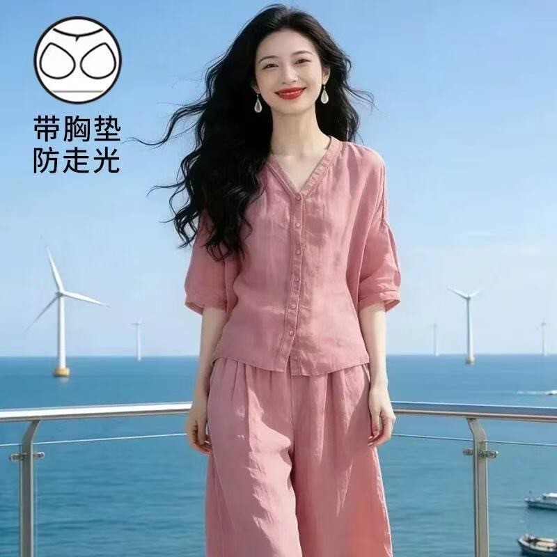 Fashionable Cloud Cotton Pajama Set for Women, 2026 Summer New Style, Loose, Stylish, Slimming, Age-Reducing Loungewear Fashionable Cloud Cotton Pajama Set for Women, 2026 Summer New Style, Loose, Stylish, Slimming, Age-Reducing Loungewear