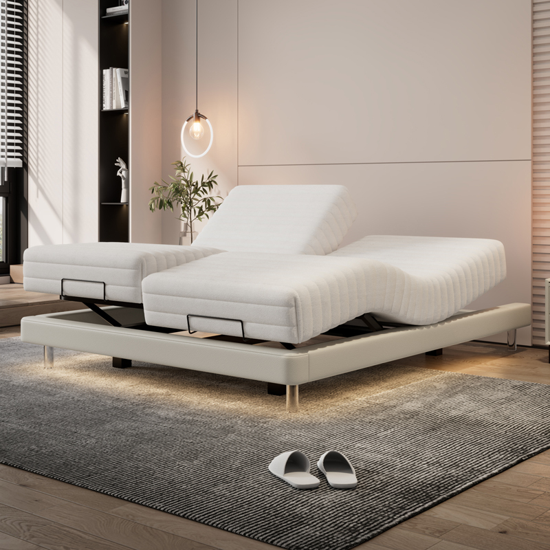 Bedside-Free Electric Smart Bed, Multifunctional Voice-Controlled Adjustable Smart Bed, Non-Disturbing Double Master Bedroom Massage Bed Bedside-Free Electric Smart Bed, Multifunctional Voice-Controlled Adjustable Smart Bed, Non-Disturbing Double Master Bedroom Massage Bed