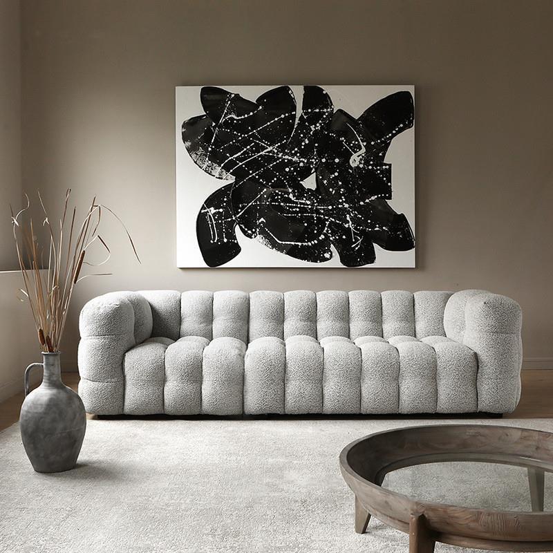 Lamb Wool Combination Set Velvet Fabric Living Room Sofa Set for Small Apartments, Modern Minimalist Nordic Light Luxury Single/Double/Three-Seater