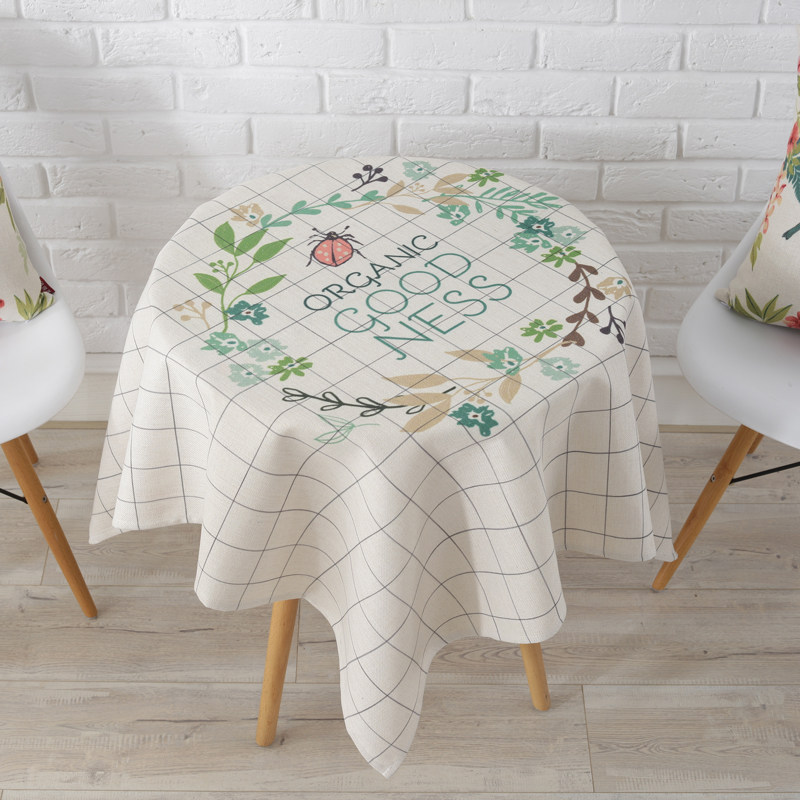 cotton linen print green plant small clear new round table cloth cloth art home table cloth balcony small square table tablectable cloth modern brief
