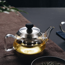 Ya Feng Acacia pot thickened high temperature resistant transparent glass bubble teapot heat-resistant large tea set stainless steel filter flower tea