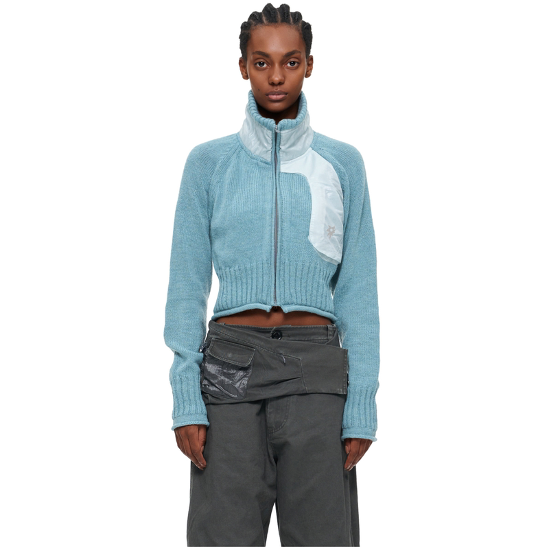 Xinadu Retro Patchwork Thick Knit Loose Zipper Design Light Outdoor Sweater Jacket Top for Women