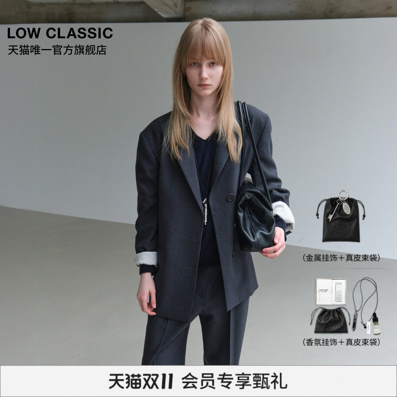 [Official Authentic Product] Low Classic Classic Sheep Wool Notched Lapel Blazer with Shoulder Pads Korean Style Women's Top
