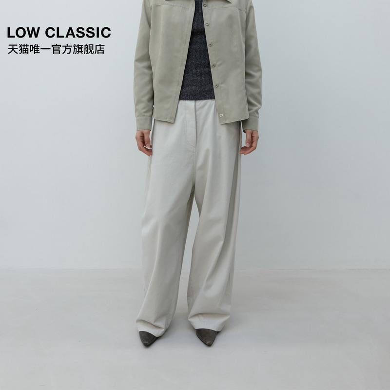 [Official Authentic Product] Low Classic Autumn/Winter New Cotton Wide-Leg Curved Cut Long Pants for Women