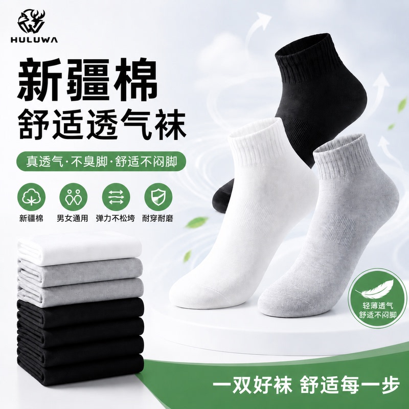 Fox Deer Baby Xinjiang Cotton Socks, Unisex, Suitable for All Seasons, Business and Sports, Breathable, Sweat-Absorbent, Non-Slip, Won'T Slip Off the Heel