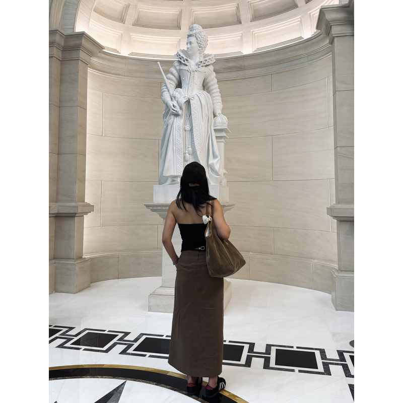 Tang Town LAOSHU Simple Straight Skirt Style, Versatile and Stylish, Hemp Raw Edge Front Slit Long Skirt