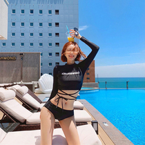 Bikini long sleeve diving suit small chest gathering strap student Conservative split swimsuit female summer 2021 New