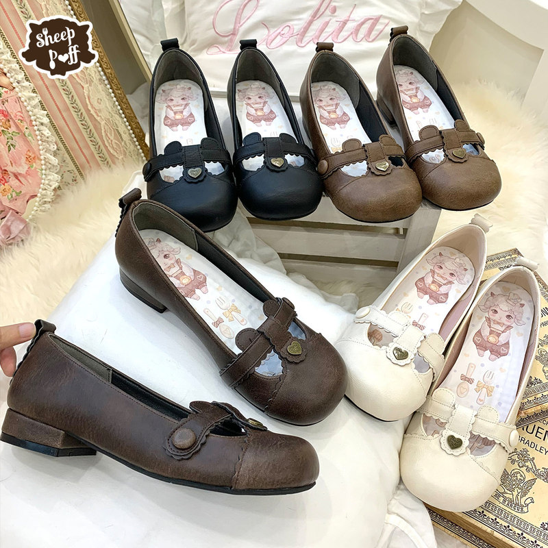 [in Stock] Bear Toast Sheep Puff Lolita Bear Ear Slip-On Flat Shoes