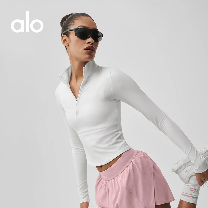 Alo｜Women's Alo Softsculpt Precision Sports Casual Half-Zip Long-Sleeve T-Shirt