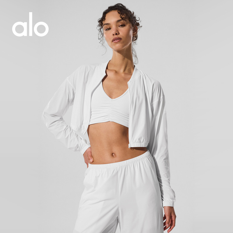 Alo｜Women's Breezy Loose-Fitting Short Sports Casual Elastic Full-Zip Cover-Up