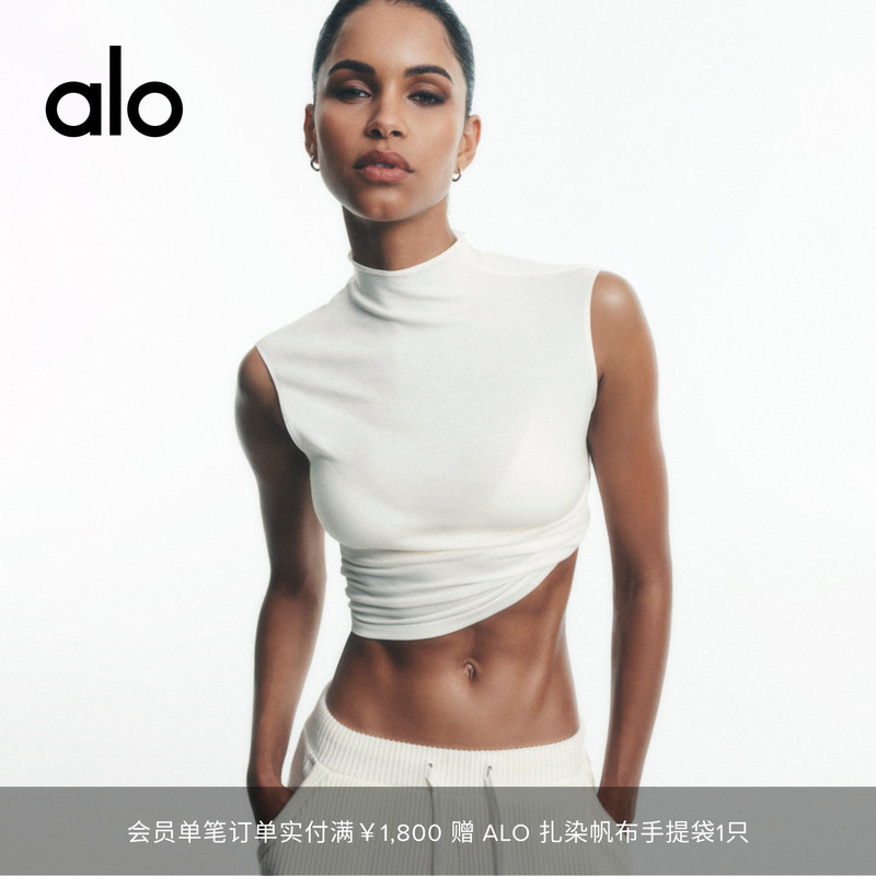 Alo|Women's 2026 Autumn Oasis Street Casual Slightly Sheer Half-High Collar Short-Sleeve T-Shirt Alo|Women's 2026 Autumn Oasis Street Casual Slightly Sheer Half-High Collar Short-Sleeve T-Shirt