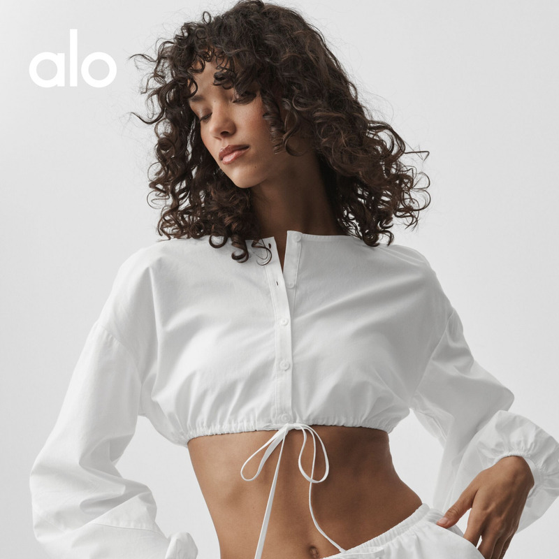 Alo｜Women's Real Deal Loose Short Casual Yoga Round Neck Long Sleeve T-Shirt