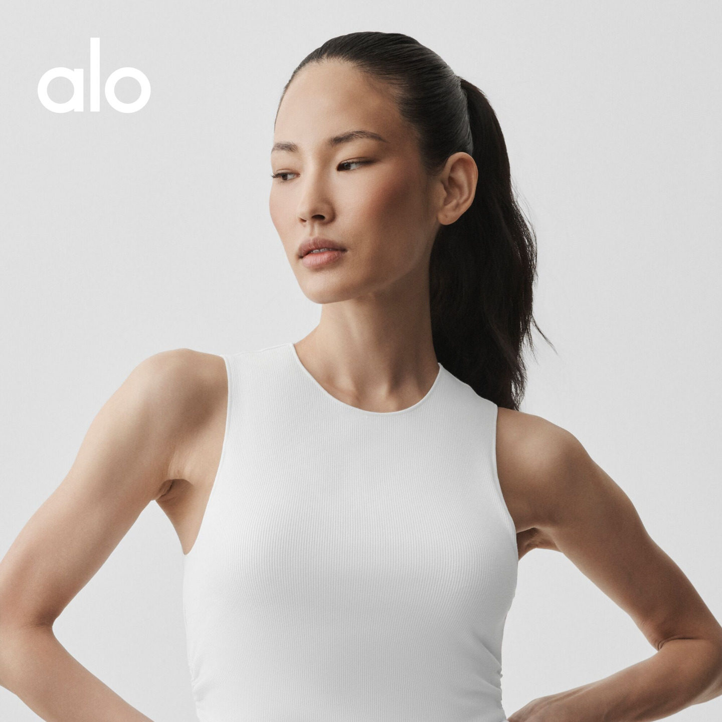 ALO Ailuo | Women's En Pointe slim ribbed fitness yoga waist-shaping tank top