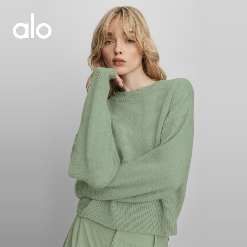 Alo|Women's New Class Loose Short Casual Wool Blend Crew Neck Sweater Alo|Women's New Class Loose Short Casual Wool Blend Crew Neck Sweater