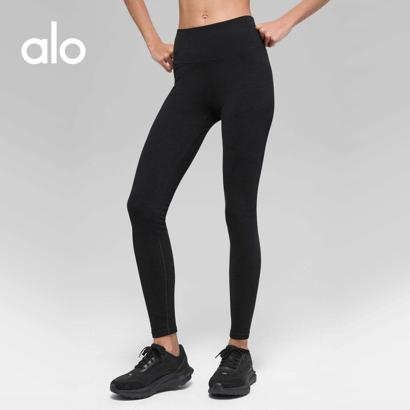 Alo｜Women's Seamless Slim Fit Ribbed Sports Casual Fitness High-Waisted Tights
