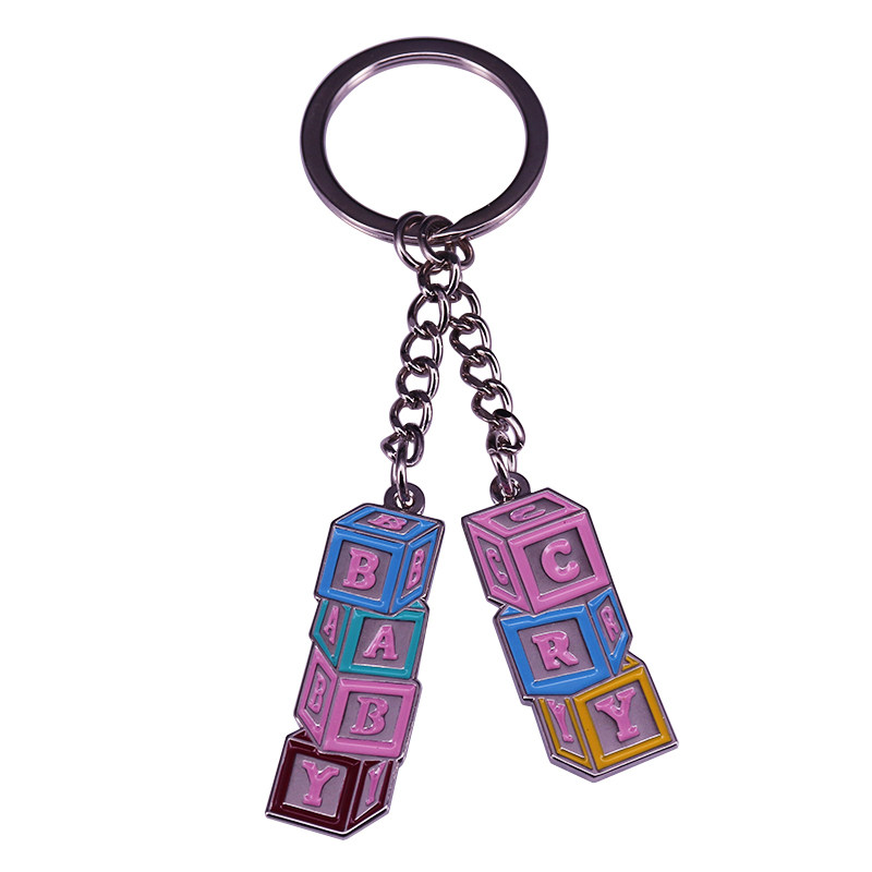 Crying baby colored building block module keychain