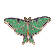 Moon-shaped celestial moth brooch