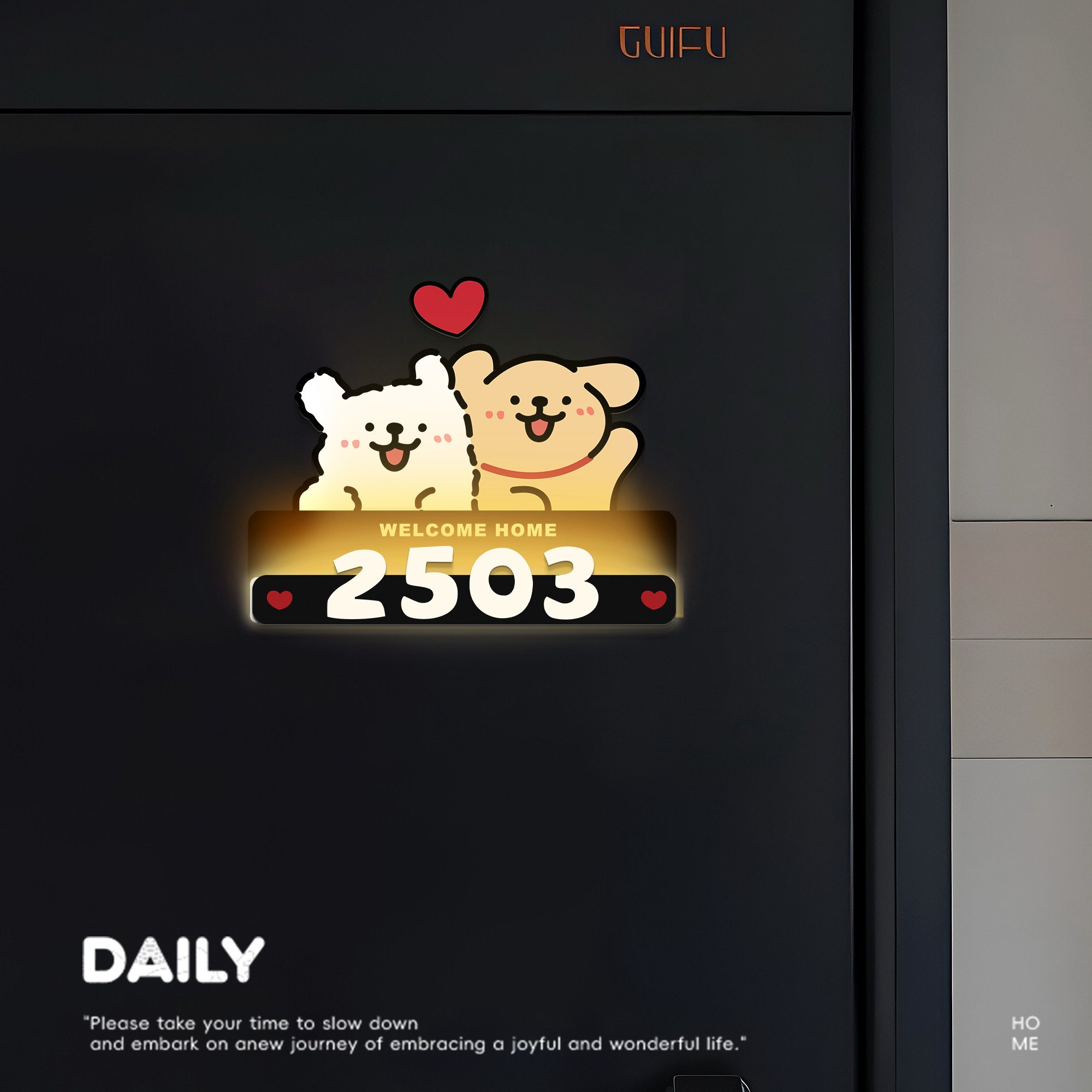 かわいい子犬の創造的な光る家の番号、磁気式立体家の番号、家の番号、創造的な家の番号