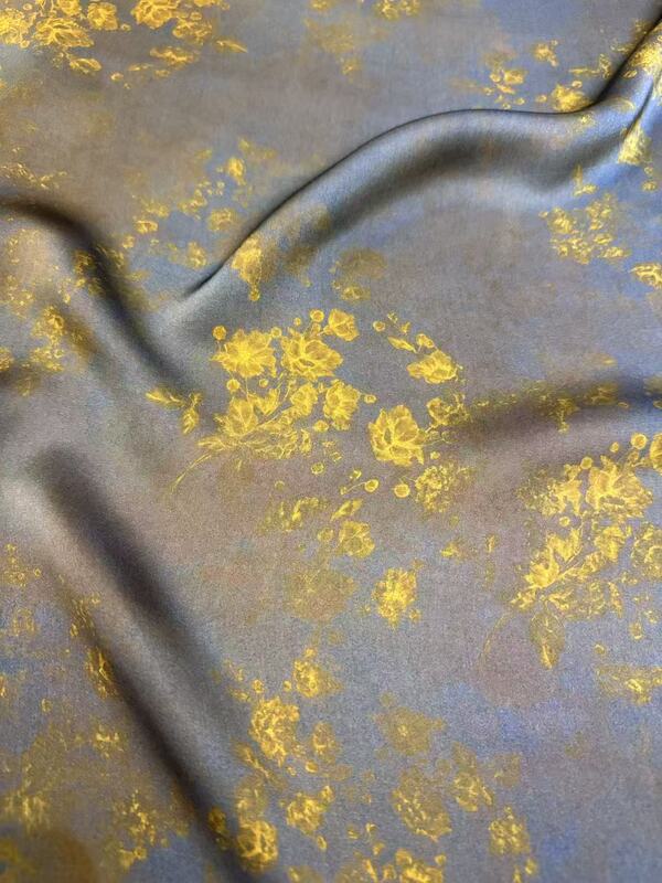 [Mist Blue] 50mm High-End New Chinese Style Cassava Silk Clothing Fabric Jacquard Fabric Remnants National Style Summer