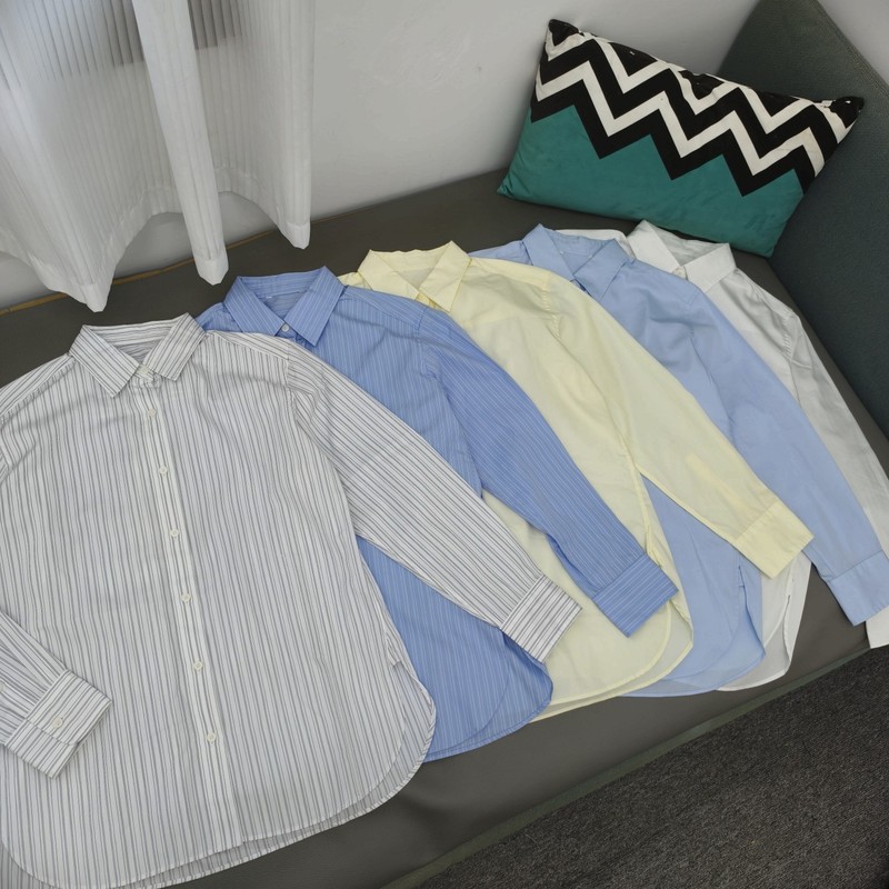 Women's Youth Commuter Loose-Fit Oversize Pure Cotton Thin Long-Staple Cotton Long-Sleeve Striped White Shirt Air-Conditioning Shirt Women's Youth Commuter Loose-Fit Oversize Pure Cotton Thin Long-Staple Cotton Long-Sleeve Striped White Shirt Air-Conditioning Shirt