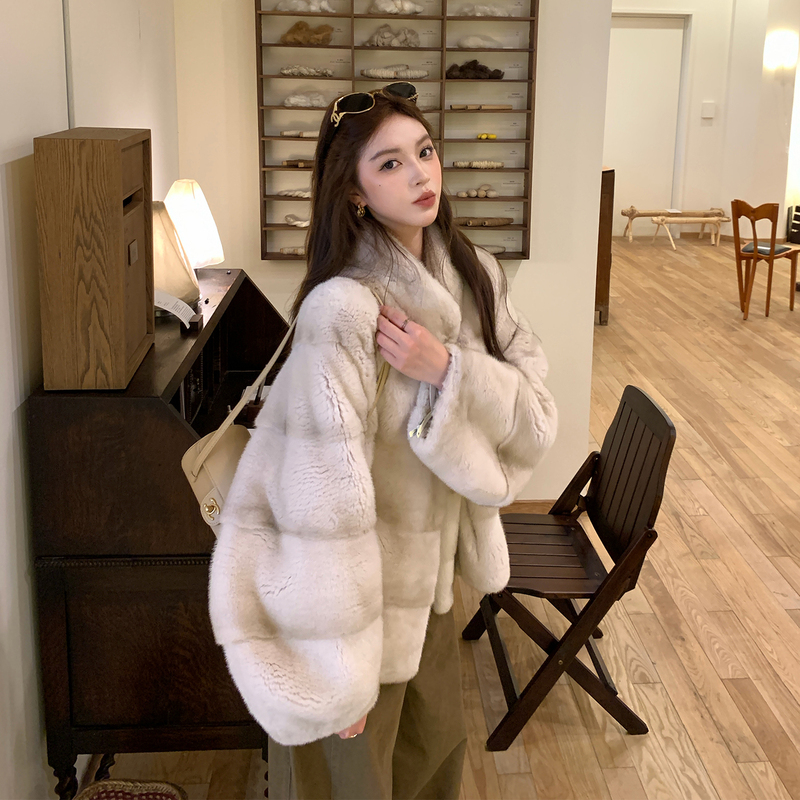 Youmi Fur Purple Label Velvet Whole Mink Fur Coat Horizontal Stand Collar Mink Fur Coat Youmi Fur Purple Label Velvet Whole Mink Fur Coat Horizontal Stand Collar Mink Fur Coat