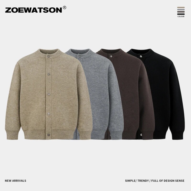 【Zoewatson】Heavyweight 1100g Old Money Style Knitted Cardigan Sweater Early Autumn Men's Sweater Z5517 【Zoewatson】Heavyweight 1100g Old Money Style Knitted Cardigan Sweater Early Autumn Men's Sweater Z5517