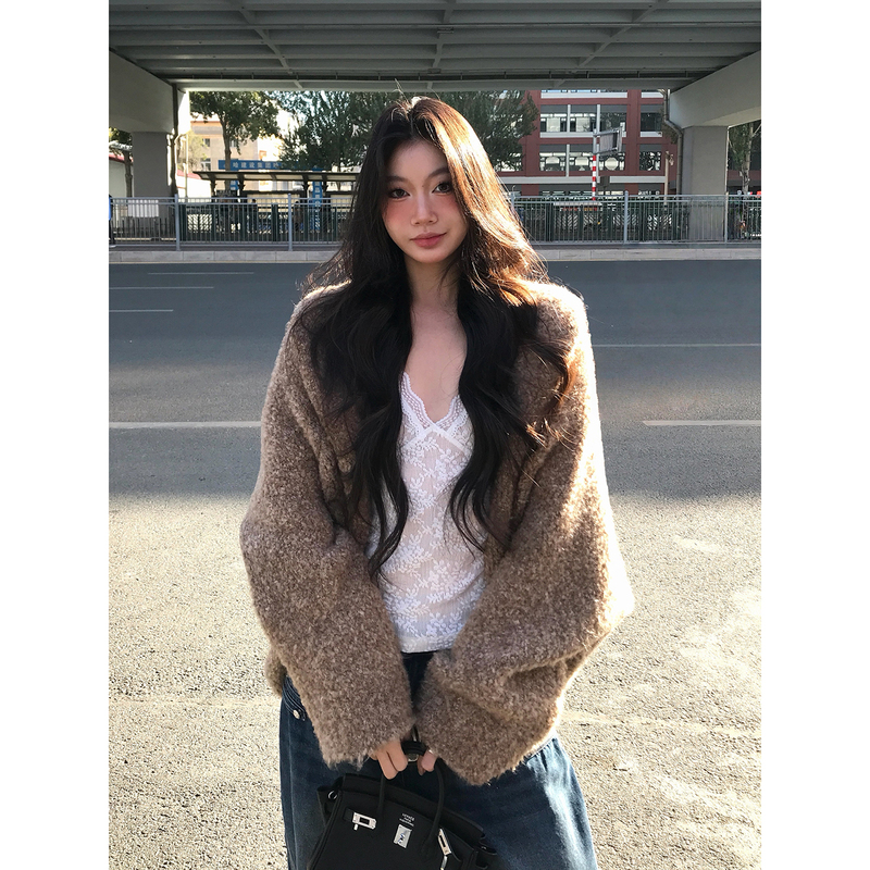 Dupipipi Lazy Style Loose Sweater Cardigan Jacket for Women Autumn and Winter Batwing Sleeve Wool Knit Top Dupipipi Lazy Style Loose Sweater Cardigan Jacket for Women Autumn and Winter Batwing Sleeve Wool Knit Top